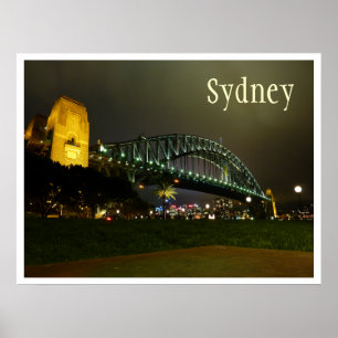Póster Puente Harbour Bridge por la noche, Sydney, Austra