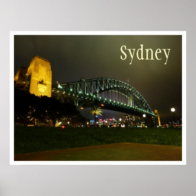 Póster Puente Harbour Bridge por la noche, Sydney, Austra (Frente)