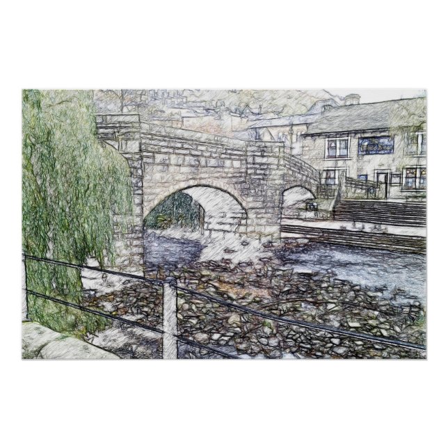 Póster Puente histórico para caballos de carga en Hebden  (Anverso)