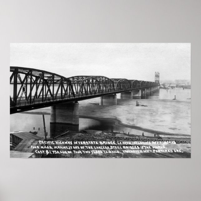 Póster Puente interestatal de autopistas Portland OR Paci (Frente)