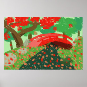 Póster Puente japonés bajo arce