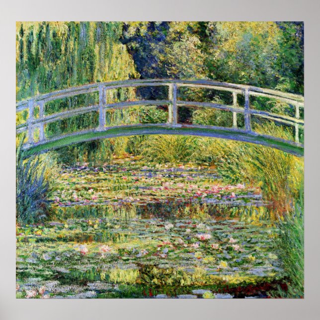 Póster Puente japonés monet con Poster de lirios de agua (Frente)
