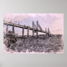 Póster Puente Kessock Inverness Acuarela Artística