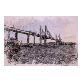 Póster Puente Kessock Inverness Acuarela Artística