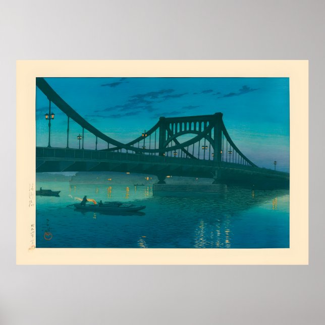 Póster Puente Kiyosu de Kawase Hasui (Frente)