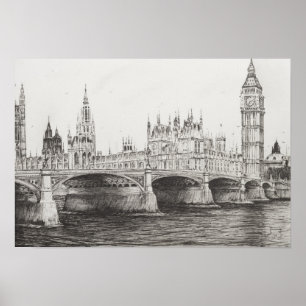 Póster Puente Londres Reino Unido de Westminster.