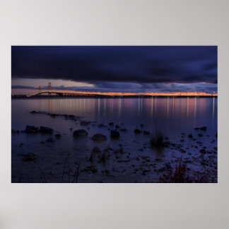 Póster Puente Mackinac #1243 Azul
