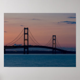 Póster Puente Mackinac Al Dusk