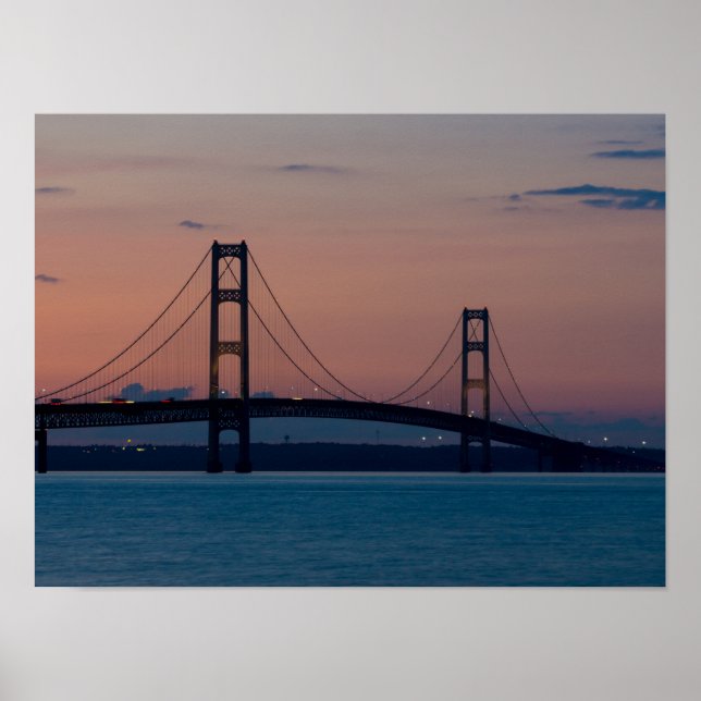 Póster Puente Mackinac Al Dusk (Frente)
