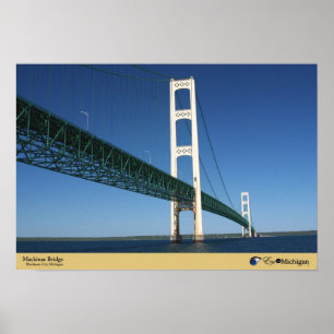Póster Puente Mackinac desde el estrecho - Ciudad de Mack