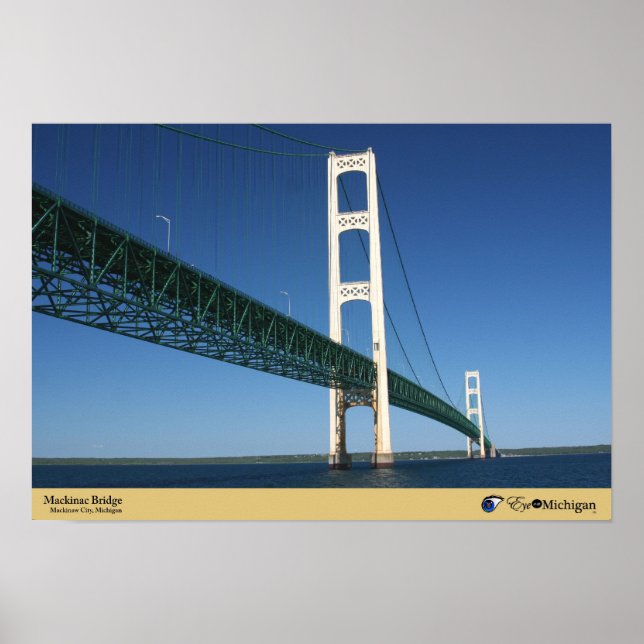 Póster Puente Mackinac desde el estrecho - Ciudad de Mack (Frente)