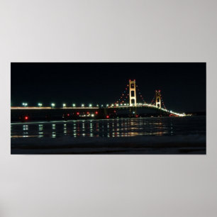 Póster Puente Mackinaw en poster nocturno