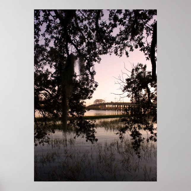Póster Puente Memorial de Woods al atardecer en Beaufort  (Frente)