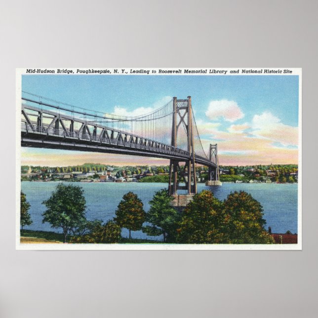 Póster Puente Mid-Hudson a la histórica ciudad de Rooseve (Frente)