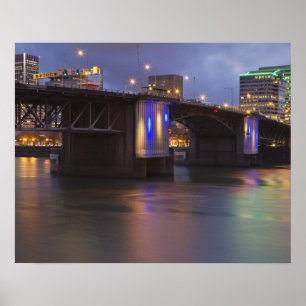 Póster Puente Morrison sobre el río Willamette