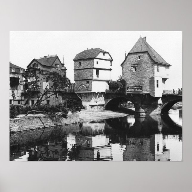 Póster Puente Nahe, Bad Kreuznach, c.1910 (Frente)