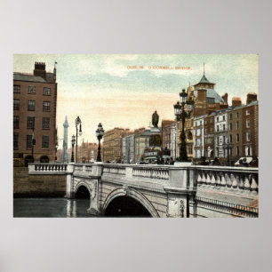 Póster Puente O'Connell, Dublín, Irlanda 1915 Vintage