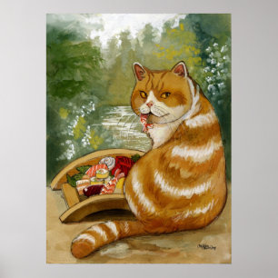 Póster Puente oxidado del gato del sushi