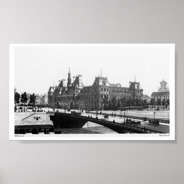 Póster Puente Paris Pont - Vintage (Frente)