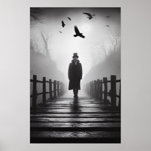 Póster Puente poeta Edgar Allan poeta arroja miedo a la n