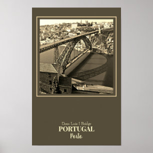 Póster Puente Porto sobre el río Douro, Portugal, sepia