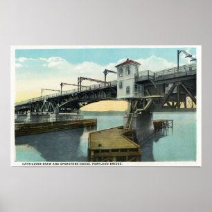 Póster Puente que conecta Lewiston y castaño del norte