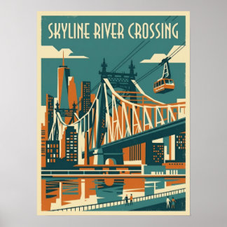 Póster Puente Queensboro Queens Tranvía de la ciudad de N