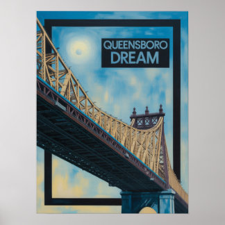 Póster Puente Queensboro Queens Vista Dorada de Voladizo