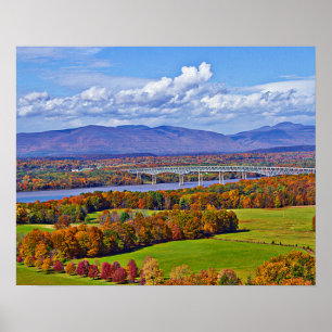 Póster Puente Rhinecliff en otoño