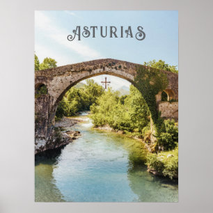 Póster Puente Romano, Cangas de Onís, Asturias viaje