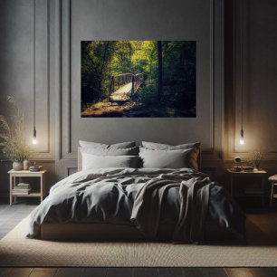 Póster Puente rústico en la foto forestal nacional de She