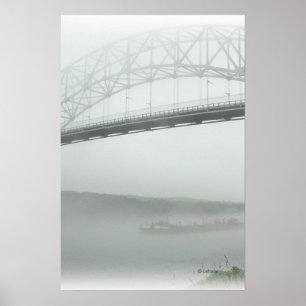 Póster Puente Sagamore en niebla
