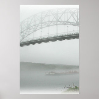 Póster Puente Sagamore en niebla