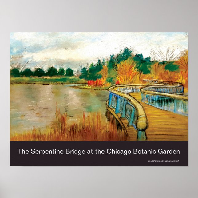 Póster Puente serpentino en el Jardín Botánico de Chicago (Frente)