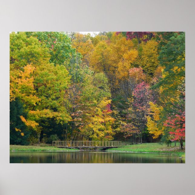 Póster Puente Seven Springs Fall II Paisaje de Otoño (Frente)