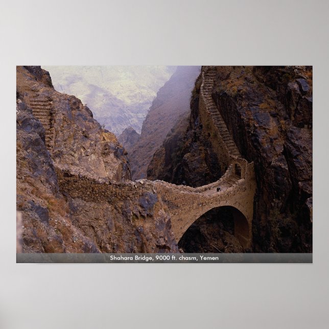 Póster Puente Shahara, a 3000 metros de chasm, Yemen (Frente)