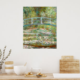 Póster Puente sobre el estanque de nenúfares Claude Mon
