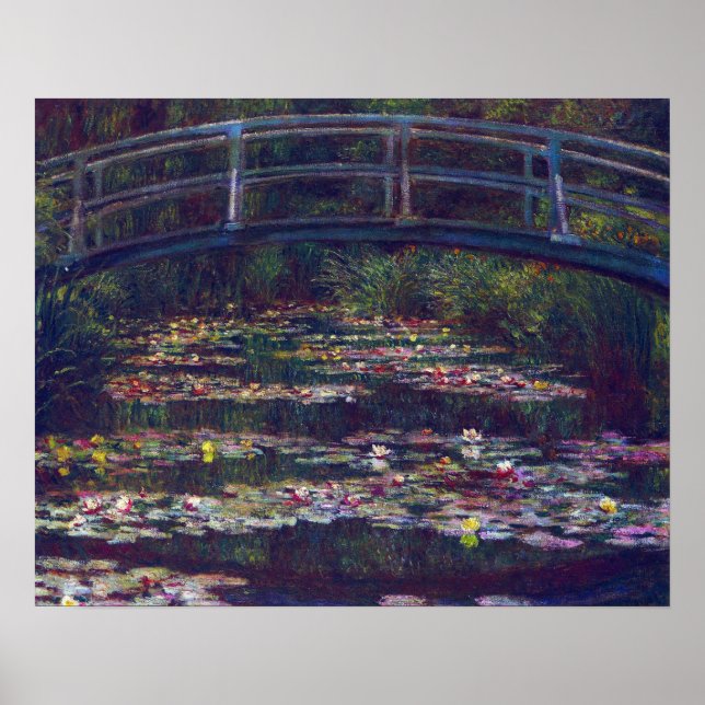 Póster Puente sobre estanque acuático por Claude Monet (Frente)