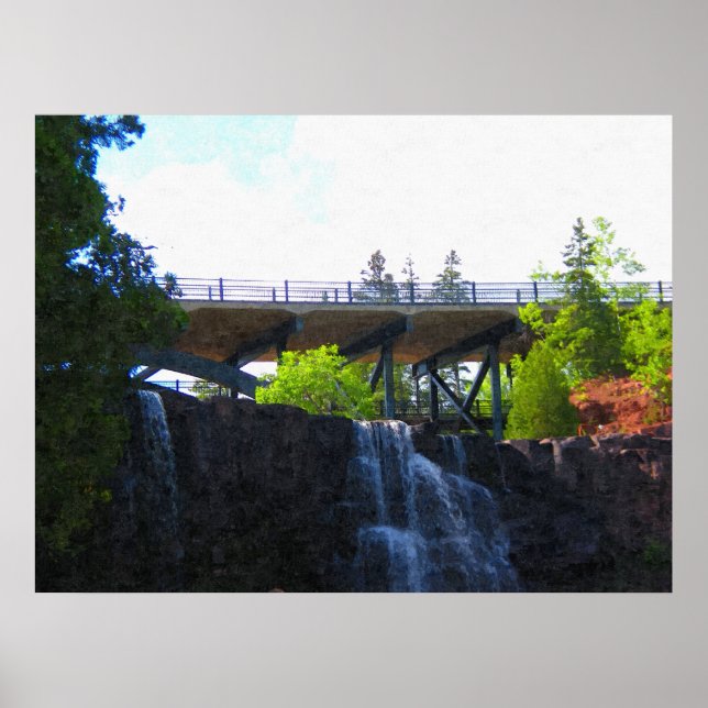 Póster Puente sobre Gooseberry Falls-Painting Print (Frente)