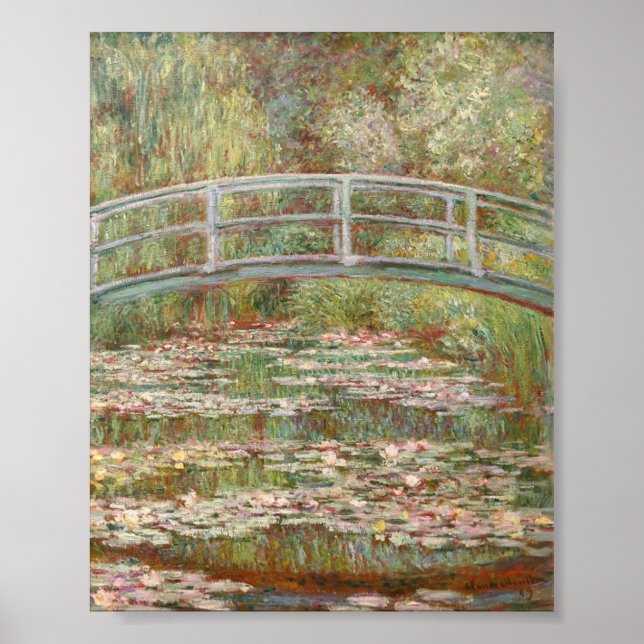 Póster Puente sobre un estanque de nenúfares por Monet (Frente)