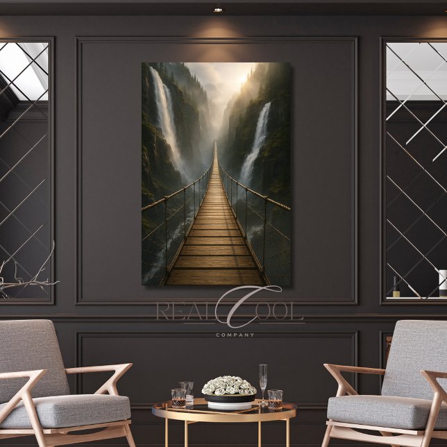 Póster Puente suspendido sobre cañón, río y montañas (Subido por el creador)