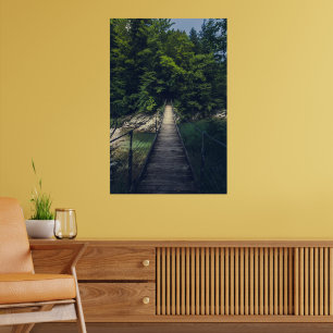 Póster Puente suspensivo simple sobre el río Idrijca, Slo