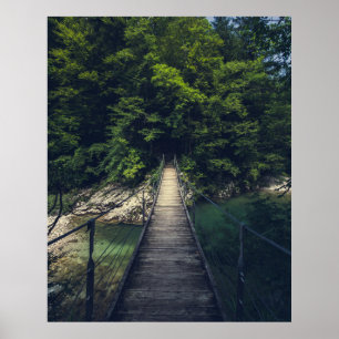 Póster Puente suspensivo simple sobre el río Idrijca, Slo