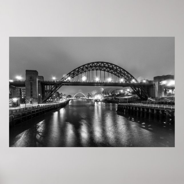 Póster Puente Tyne de noche (Frente)