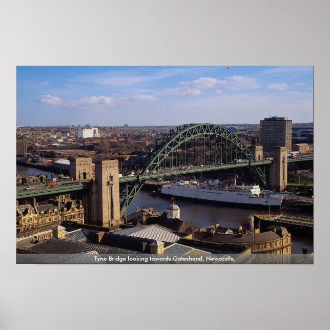 Póster Puente Tyne mirando hacia Gateshead, Newcastle, (Frente)