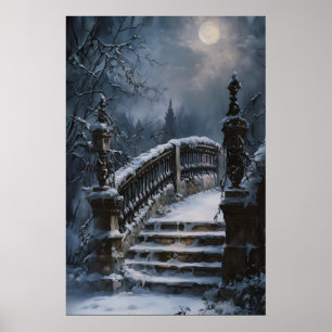 Póster Puente Victoriano Nevado Imprimible Luz de Luna Gó