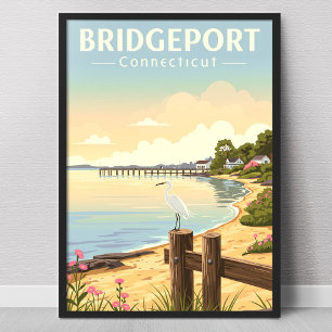 Póster Puente vintage Connecticut Bridgeport
