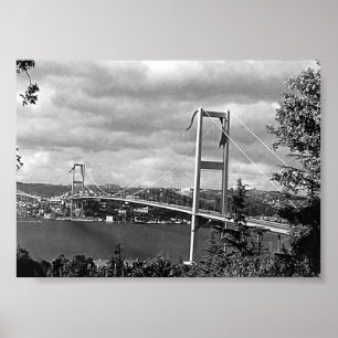 Póster Puente vintage Turquía Estambul Bósforo