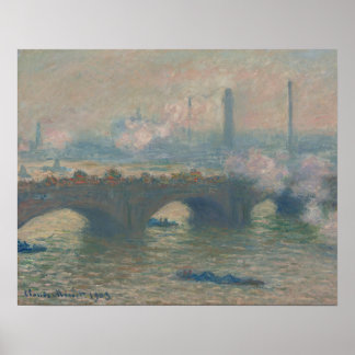 Póster Puente Waterloo, Día Gris (1903) por Claude Monet
