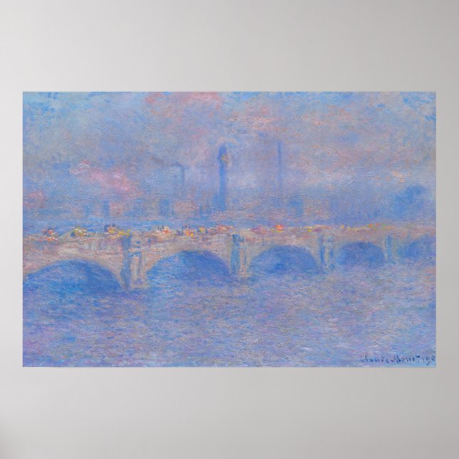 Póster Puente Waterloo, efecto de bruma de Claude Monet (Frente)